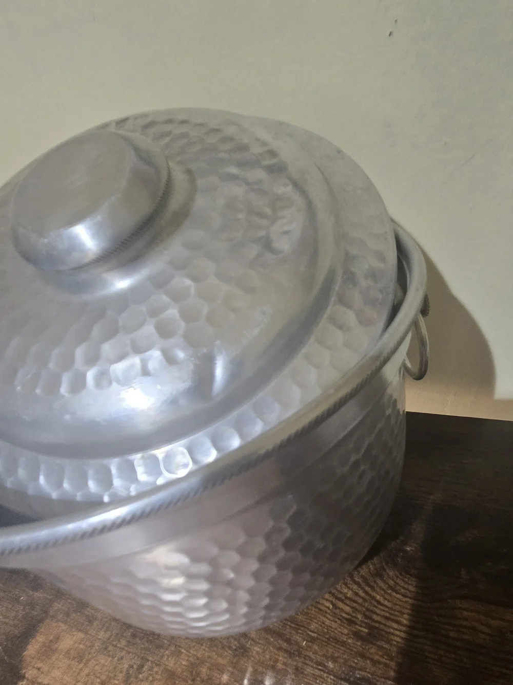 Vintage Mid-Century Hammered Aluminum Ice Bucket with Lid